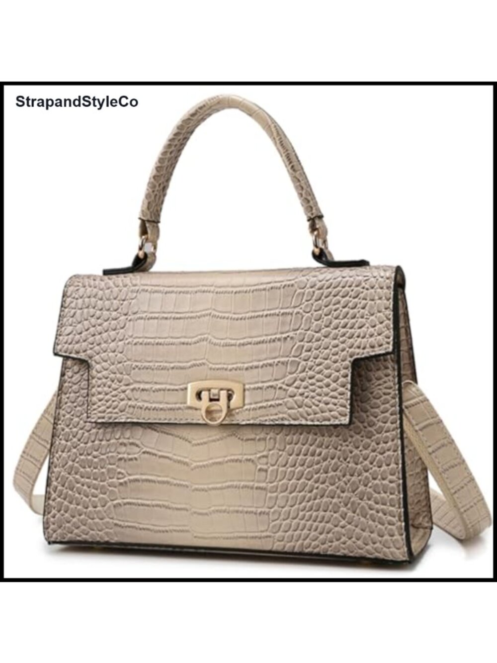 Croc Embossed Vegan Leather Satchel Crossbody Shoulder Bag Faux Leather Purse